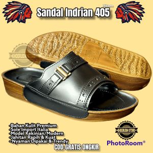 Sandal Indrian 05 Hitam/Sandal Slop Pria/Sandal Slide Pria/Sandal Kulit Pria/Sandal Kulit Murah/ Sandal Selop Pria/Sandal Slip On Pria/Sandal Indian/Promo Sandal Murah/Sandal Kulit Terbaru