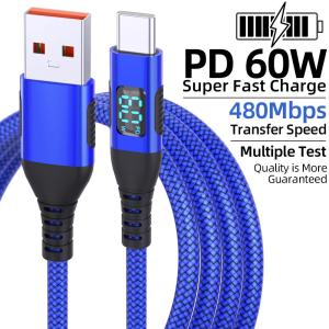 LAIHONEN 1/2PCS USB-C to USB-C Fast Charge Nylon Braided For iPhone 15 Series Samsung S21-S8 Note20-7 A71 A51 A32 LG Moto PS5