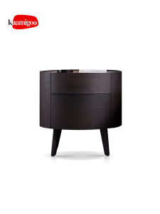 Italian Minimalist Modern Simple Wooden Oval Storage Cabinet