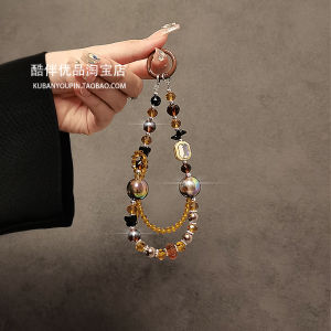 Original Design Crystal Bead Handbag Keychain Lanyard Short Hanging Rope Mobile Phone Case Car Key Holder Fashionable Womens Accessory