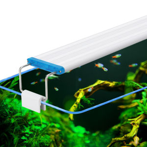 HATELI Aquarium Light Ultra-thin Aquarium Blue and White Lighting LED Light Aquarium Stand Light Desktop Fish Tank Aquatic Lamp