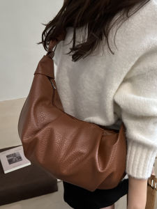 Korean Style Large Capacity Retro Soft Leather Dumpling Shape Shoulder Crossbody Bag Casual Versatile Lazy Style PU Leather