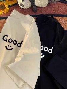 Áo Thun Cotton Tay Ngắn Mùa Hè Cho Nam Và Nữ Màu Be Trơn Giản Đa Năng Rộng Rãi Phong Cách Ngọt Ngào Cổ Tròn Dài Vừa Phải