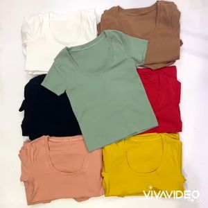 Aó thun cộc tay cổ U nhiều màu dành cho bạn Nữ