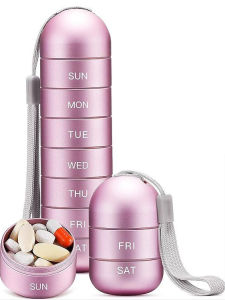 Large Capacity Portable Metal Travel Pill Box Convenient Waterproof Storage for Elderly One Week Seven Days Partition
