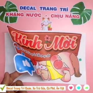 Decal Trang Trí QUỲNH AKA - Ở ĐÂY CÓ BÁN TRÀ SỮA Loại 1 ✨ Hình Dán Trang Trí Decor Quán Trà Sữa Cà Phê Sinh Tố Nước Ép - Sticker Kháng Nước Chịu Nắng Cắt Sẵn.