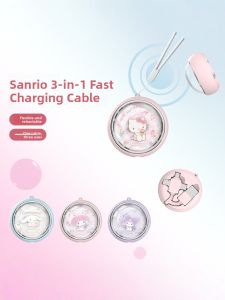 Sanrio Three-In-One Data Cable Kawaii Kitty Dog Multi-Head Fast Charging Cable Compatible with Apple Huawei Mobile Phone Chargers