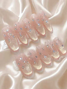 Nail Art Stickers Lấp Lánh Màu Sắc Thay Đổi Handmade Dễ Trục Trích Nhựa Khóa Cài Đính Đá Rhinestone Màu Trắng Khô Nhanh