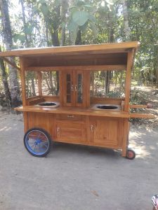 gerobak mue ayam bakso roda 3 pakai atap
