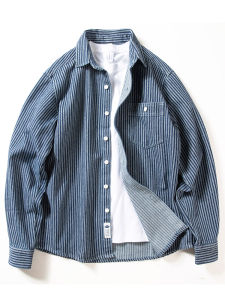 Loose Fit Mens Denim Shirt Spring Autumn Long Sleeve Vintage American Casual Brand Top Youth Trendy Water Wash Cotton 100%