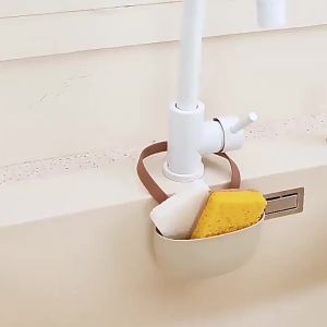 Kitchen Sink Holder Hanging Drain Basket Sponges Soap Holder Drying Rack Adjustable Drain Rack Faucet Holder Storage Organizer