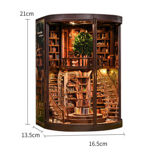 Handmade Miniature Retro Cafe Dollhouse Kit with Light 3D Wooden Puzzle Coffee Shop Model Creative Xmas Gifts for Home Decor