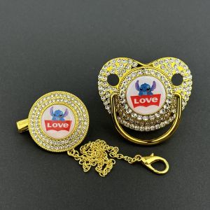 จุกนมหลอกทารกแรกเกิดพร้อมห่วงโซ่เด็ก dummy ซิลิโคนฟรีจาก bisphenol ฟันเด็กเด็กเคี้ยวปากพิมพ์การ์ตูนรักโดย babie