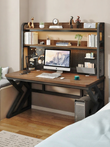 Integrated Desk And Bookshelf Student Study Table Cream Style
