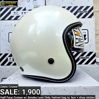Zebra Cruiser 807 Half Face Classic vintage motorcycle helmet lto approved