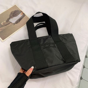 Large Capacity Oxford Cloth Canvas Tote Bag Black Handheld Shoulder Bag for Outdoor Travel Lightweight Womens Bag