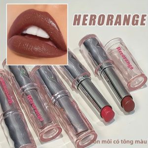 Son Môi Herorange Glossy Solid Màu Nâu Đậm Đỏ Hồng Dưỡng Ẩm Lâu Trôi Màu Sắc Siêu Đậm Làm Đầy Môi Cho Mọi Loại Da