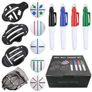 8PCS Golf Ball Marker Kit for Precision Aim and Personal Marking Includes 4 Ball Marker Templates and 4 Color Marking Pens