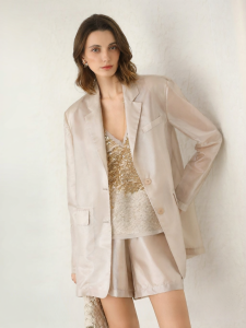 COCOBELLA | Translucent Luminescent Suit Mid-length Jacket Shorts Set for Work