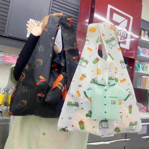 กระเป๋าถือพับได้ 711 ชุดนักเรียน กระเป๋าใส่ของพกพาสะดวก กระเป๋าใส่เสื้อผ้าแบบถือได้ กระเป๋าสะพายไหล่แบบสะพายข้างสำหรับผู้หญิง