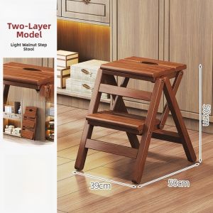Foldable Solid Wood Stool Multi-Functional Indoor Home Use Stair Chair Three Step Ladder Chair Stool for Climbing High