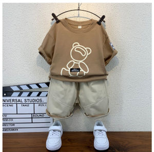 0-6 years old childrens clothing sets printing letter bear fashion kids boys t-shirt clothes suits summer