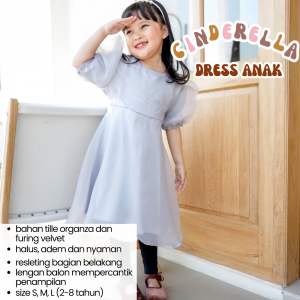 DRESS ANAK CINDERELLA PESTA ULANGTAHUN DRESS ANAK ORGANZA LUCU