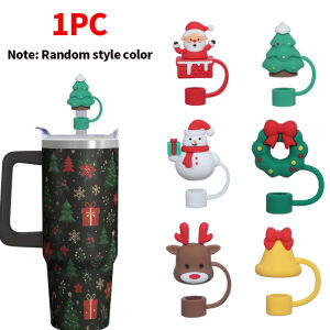 6PCS/3PCS/1PCS Creative Christmas Elements 10MM Straw Protective Cap Water Cup Straw Dust Cap