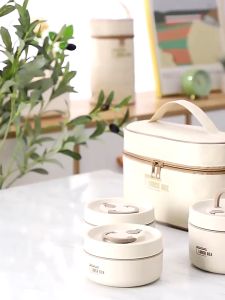 Hộp cơm văn phòng giữ nhiệt 3 tầng Bento Box chất liệu inox 304 giữ nhiệt 3 lớp tặng kèm túi bộ đũa thìa