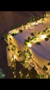 2m Silk Leaves Fake Creeper Green Leaf Ivy Vine LED String Lights for Home Wedding Party Hanging Garland Artificial Flower