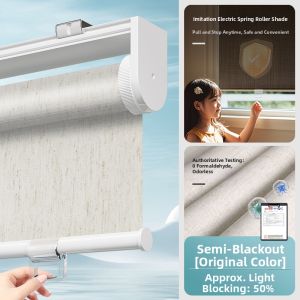 Automatic Rising Sunscreen Linen Spring Roller Blinds