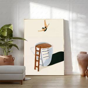 Bandai | Câu Lạc Bộ Cà Phê Vui Nhộn Diver Trừu Tượng Canvas In Hình Hiện Đại Tối Giản Nghệ Thuật Treo Tường Nhà Bếp Trang Trí Nhà Poster Ý Tưởng Quà Tặng