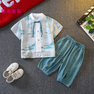 New Chinese Style Summer Ancient Costume Set for Boys Children Tang Suit Baby Clothes Boy Mid-Autumn Ancient Costume