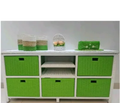 Redy Stok Lemari Rotan Sintetis Laci 5.CD Meja Tv Rak Buku Susun