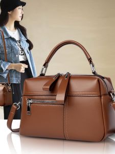 Fashionable Soft Leather Handbag Womens Large Capacity Multi-Layer Ladies Handbag Shoulder Crossbody Bag Casual Style Pillow Bag