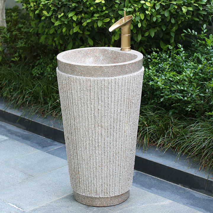 Natural Stone Wash Basin Integrated Outdoor Garden Wash Basin Column ...
