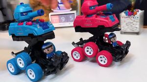 Xe Đồ Chơi Xe Tăng Chiến Đấu Biến Hình Động Cơ Quán Tính Có 2 Đầu Đạn