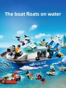 New Police Submarine Model Building Blocks Toy for Boys Diving Boat Lego Ocean Series Gift Creative Educational Toys