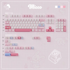 URE Pink Cute Bear Keycaps Dye-sub Cherry Profile PBT Keycaps Japanese Layout Keycap Sets For MX Cherry Mechanical Keyboard