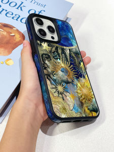 Natural Abalone Shell Phone Case for 17pm Anti-Fall Drip Glaze Abstract Oil Painting Design Compatible with 16pro 13 15plus 14 Luxury Sensation