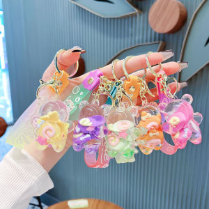 Internet Celebrity Oil Floating Bottle Keychain Female Exquisite Liquid Quicksand Pendant Couple Schoolbag Small Jewelry Car for Friends