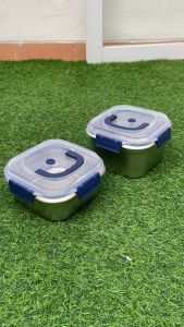COD【Lunch box】 A ES Kotak Makanan Stainless Steel Food Grade Dengan Penutup Kedap Udara Wadah Makanan Kedap Udara untuk Kulkas Buah Bento Tahan Suhu Tinggi untuk Aktivitas Luar/Diskon Spesial]Kotak Penyimpanan Stainless Steel dengan Tutup Pegangan