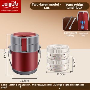 JXIEUM | Insulated 24 Hours Stainless Steel Lunch Box 3 Layers Microwave Safe