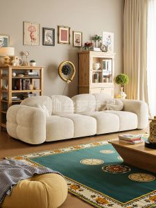 Government Subsidy French Retro Style Jelly Sofa Living Room Puff Straight Row Small Apartment Snail Velvet Fabric Art Style Sofa