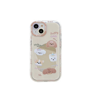 เคสโทรศัพท์ซิลิโคนน่ารักสำหรับผู้หญิง Eyekey กระจกสำหรับ Apple 16Promax 17Air 13 12 16 14Promax 11 ลายสุนัขการ์ตูน