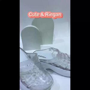 Sandal Sepatu Wedges Wanita Jelly Karet Casual Sendal Slop Baim Import Murah Kekinian Balance 0234