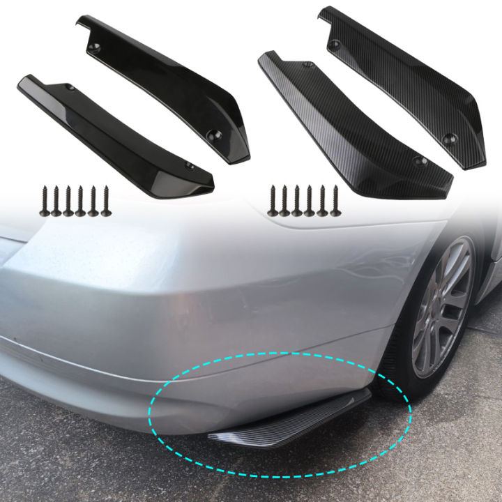 Universal Front & Rear Bumper Lip Spoiler + Side Skirt Splitter Kit - 8-Piece Set, Black