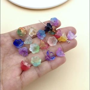 Random 50pcs Glass bell orchid Pendant Jewelry Making DIY Keychain Earrings Charms for Jewelry Bracelets Necklace