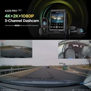 VIOFO A229 Pro 3CH Front 4K Rear 2K Interior 1080P IR Dash cam Sony Starvis 2 Dual Band 2.4G/5G WiFi and GPS Included CPL