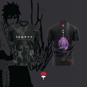 Bandai | 2026 Summer Bandai NARUTO Anime SASUKE UCHIHA 3D Print Football Jersey for Mens Tshirt Summer Sports Casual Tees Kids/Adult Y2k